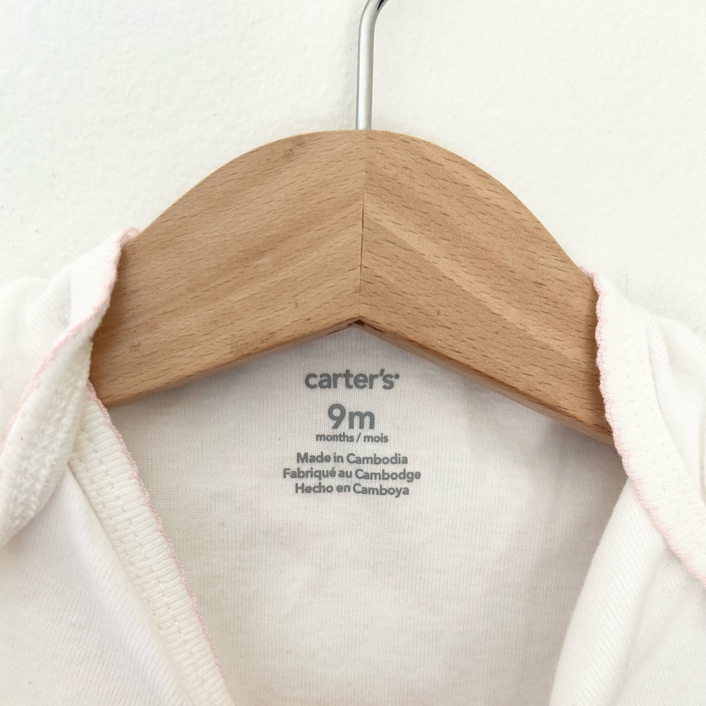 Carters 9 Months Bunny White Baby One-Piece Bodysuit - Picture 3 of 4